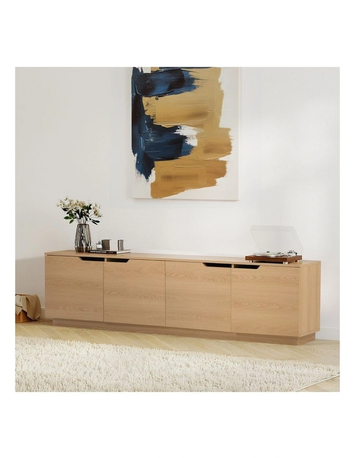 Oikiture TV Cabinet Entertainment Unit Stand Wooden Storage Shelf 180cm image 4