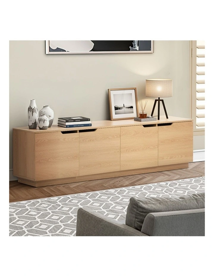 Oikiture TV Cabinet Entertainment Unit Stand Wooden Storage Shelf 180cm image 5