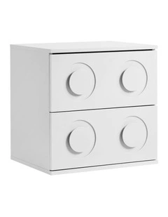 Oikiture Bedside Table 2 Drawers Nightstand Kid Storage Cabinet White