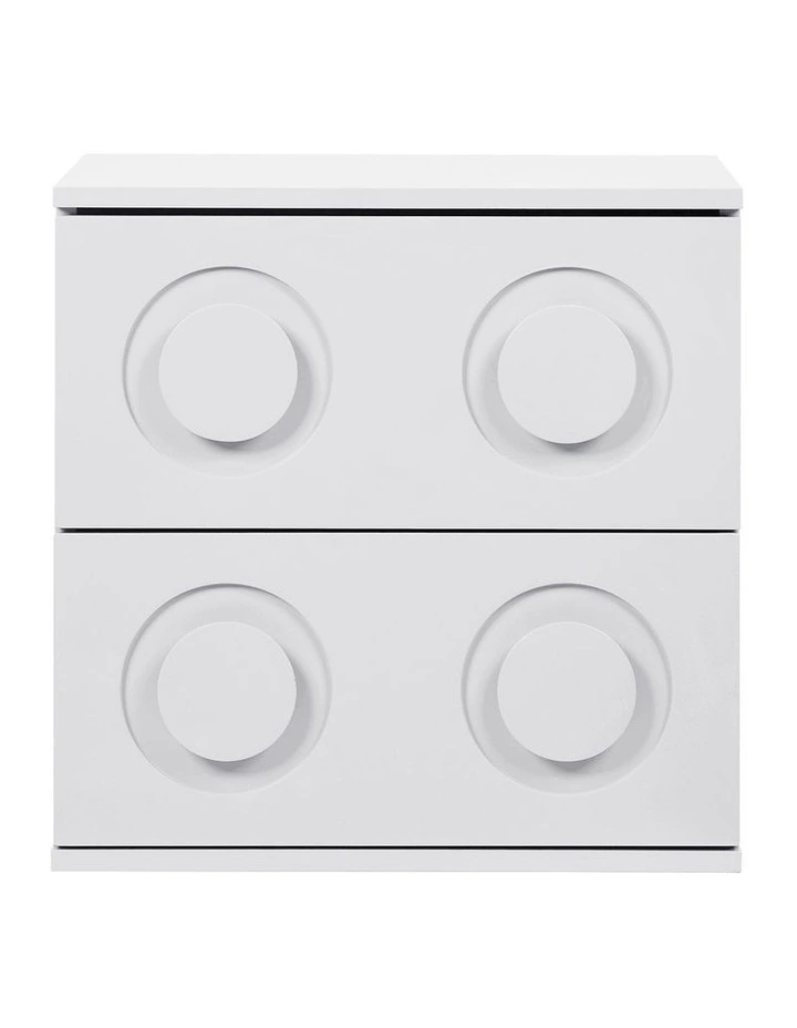 Oikiture Bedside Table 2 Drawers Nightstand Kid Storage Cabinet White image 2