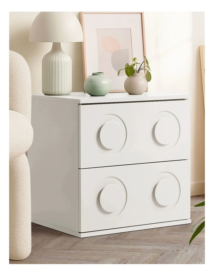 Oikiture Bedside Table 2 Drawers Nightstand Kid Storage Cabinet White image 5