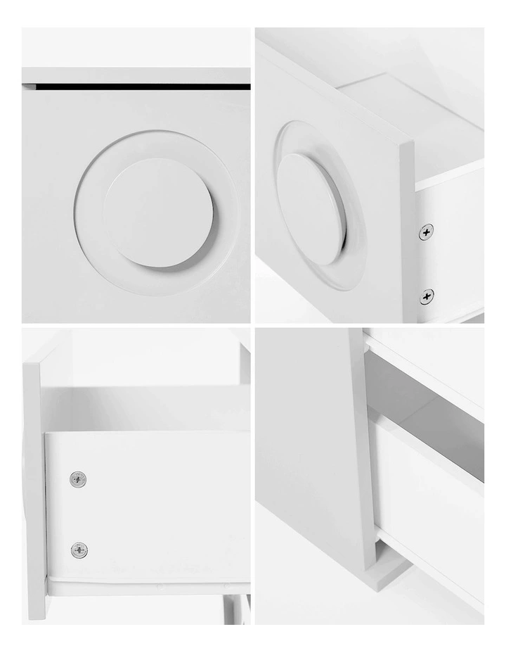 Oikiture Bedside Table 2 Drawers Nightstand Kid Storage Cabinet White image 6