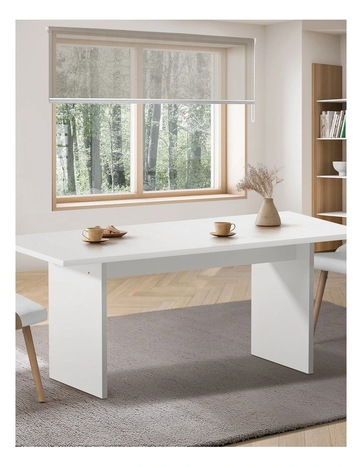 Oikiture 180cm Dining Table Rectangular Kitchen Dining Table Timber White image 2