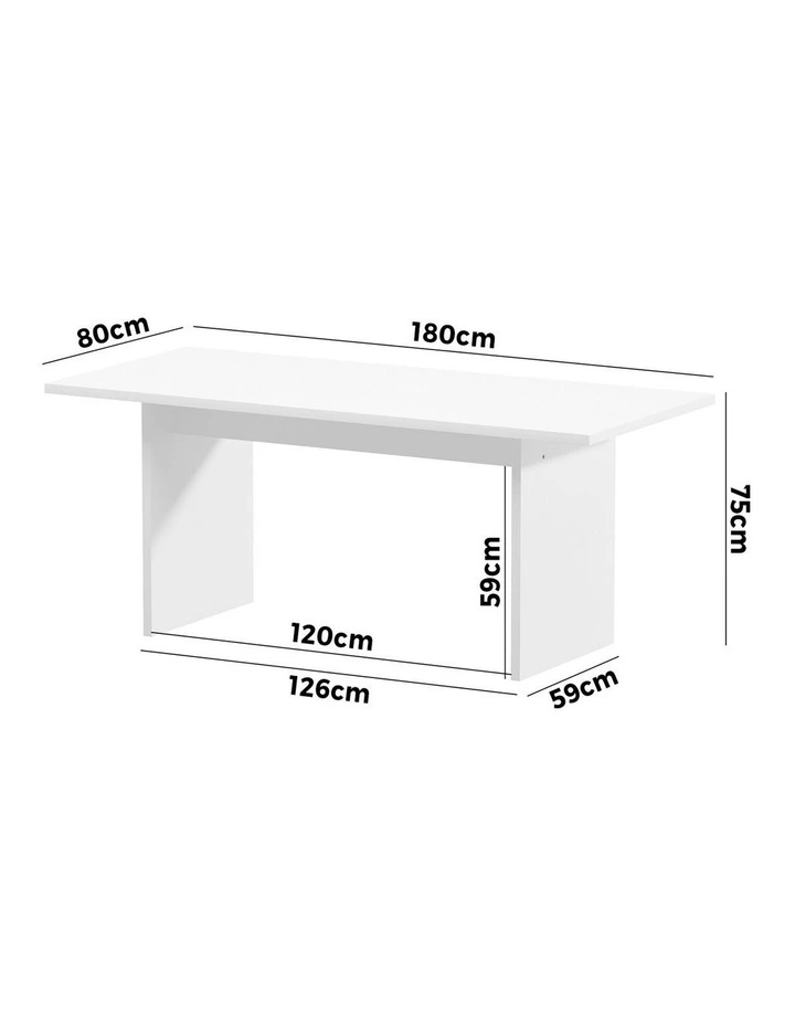 Oikiture 180cm Dining Table Rectangular Kitchen Dining Table Timber White image 3