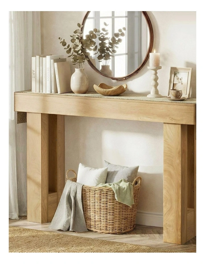 Oikiture Console Table Hallway Narrow Sofa Side Desk Storage Rack Behind image 4