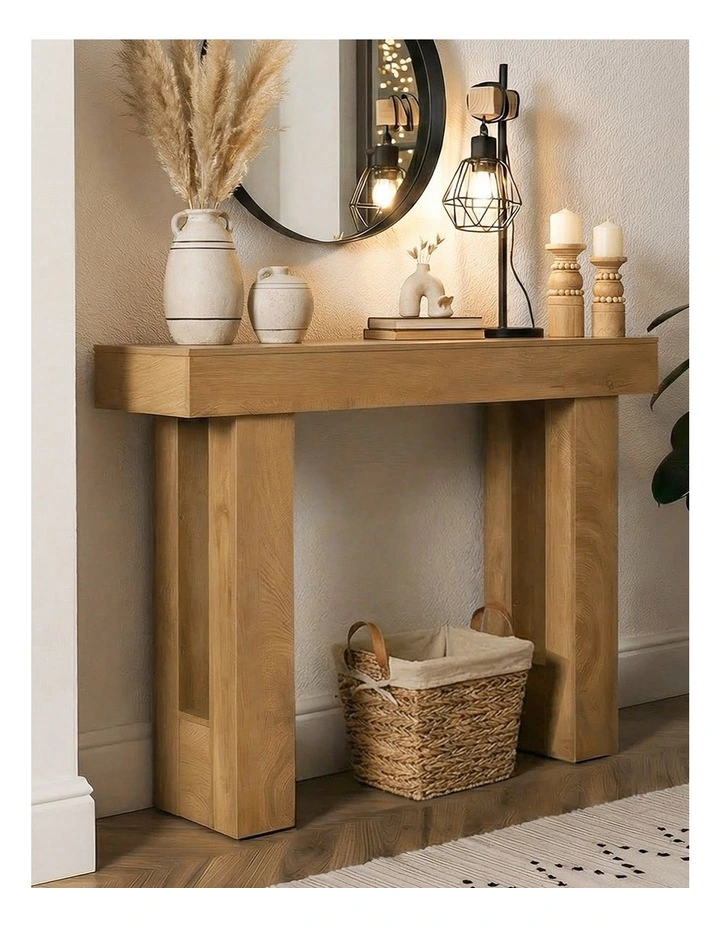 Oikiture Console Table Hallway Narrow Sofa Side Desk Storage Rack Behind image 7
