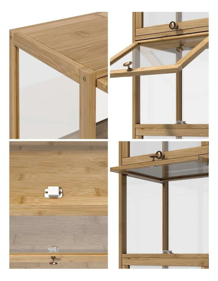 Oikiture Display Cabinet Slim Storage 5-Tier Shelves Clear Bookcase Rack Oak image 6