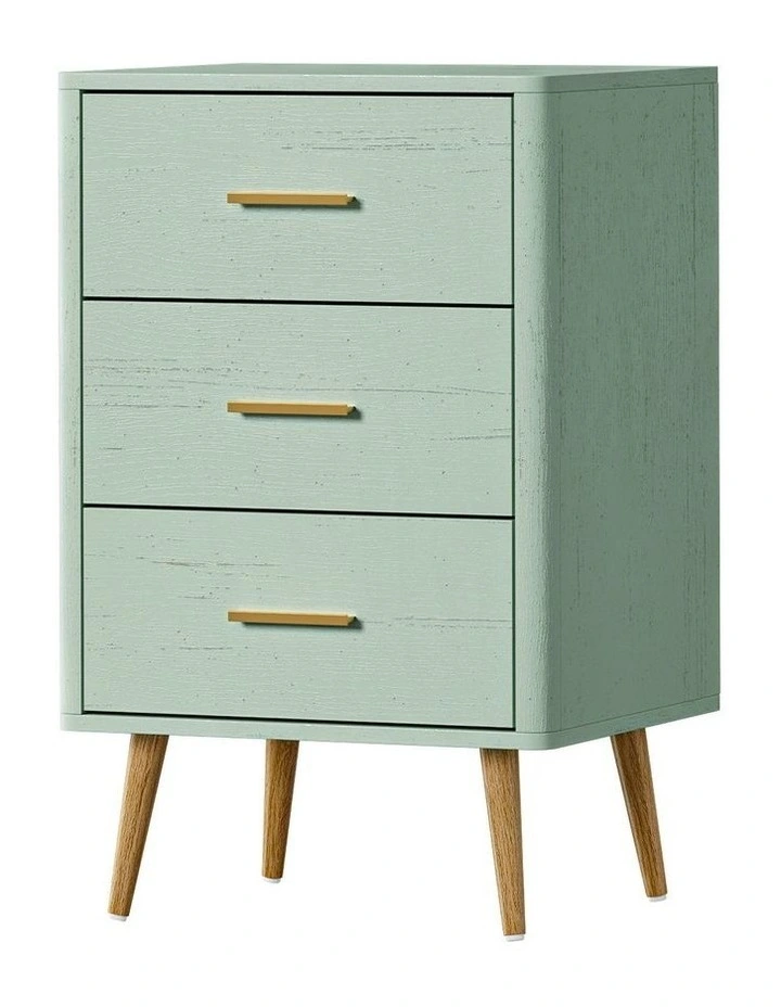 Oikiture 3 Chest of Drawers Dresser Tallboy Storage Cabinet Green image 1