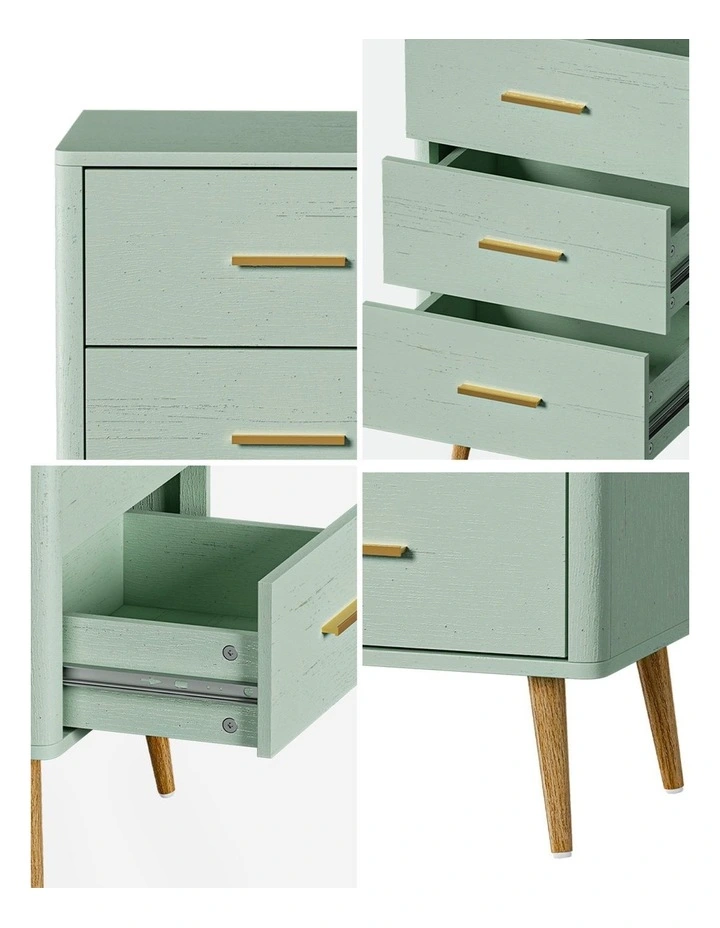 Oikiture 3 Chest of Drawers Dresser Tallboy Storage Cabinet Green image 6