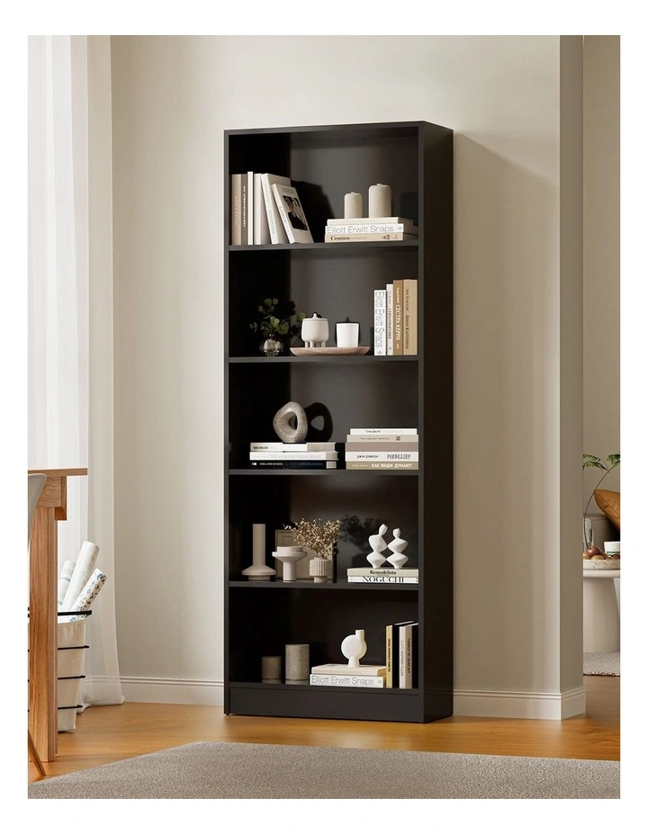 Oikiture Bookshelf Bookcase Display shelves 5-Tier Storage Stand Rack Black image 4