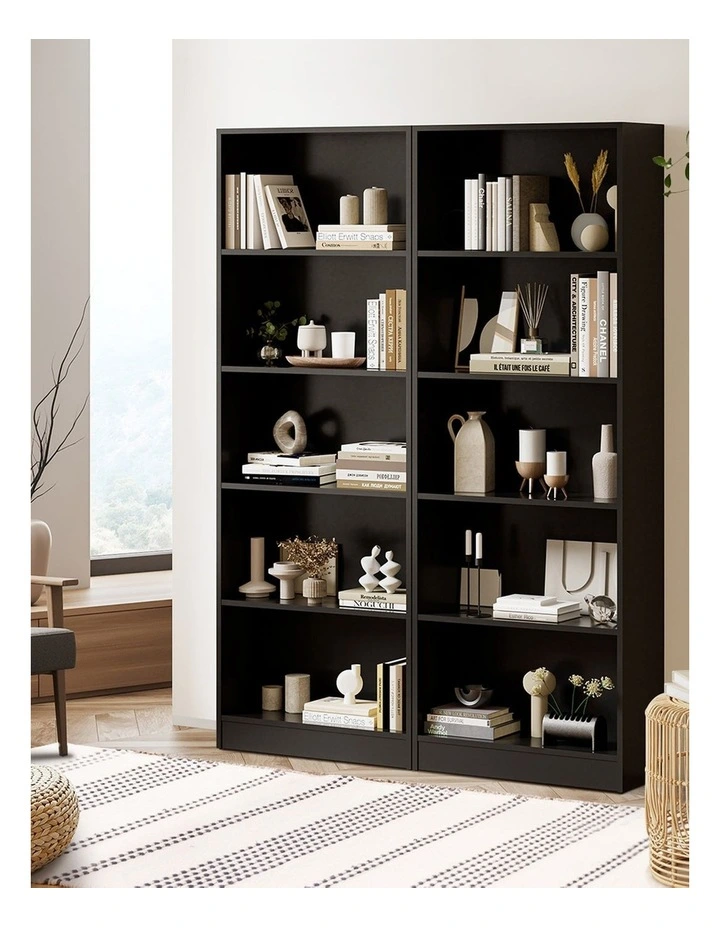 Oikiture Bookshelf Bookcase Display shelves 5-Tier Storage Stand Rack Black image 5