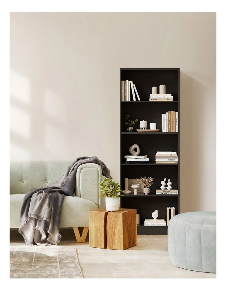 Oikiture Bookshelf Bookcase Display shelves 5-Tier Storage Stand Rack Black image 7