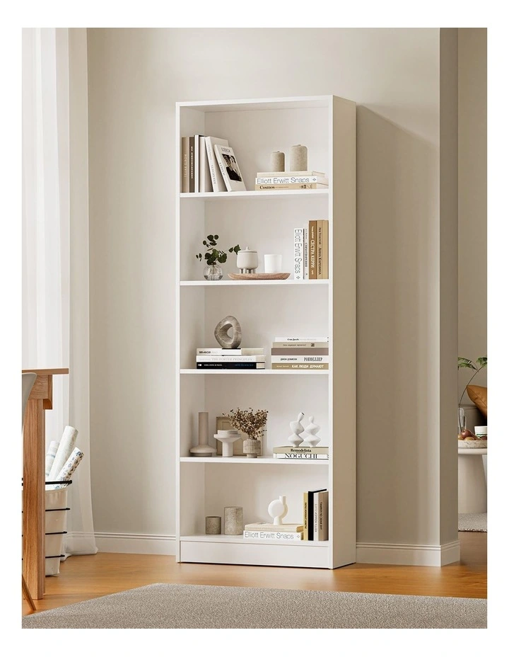 Oikiture Bookshelf Bookcase Display shelves 5-Tier Storage Stand Rack White image 4