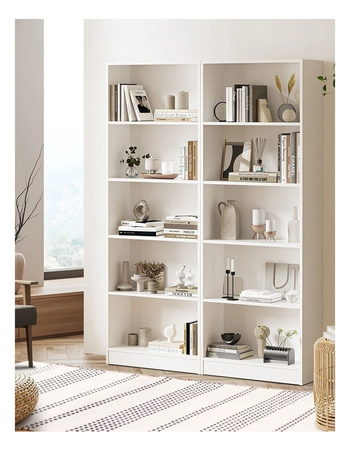 Oikiture Bookshelf Bookcase Display shelves 5-Tier Storage Stand Rack White image 5