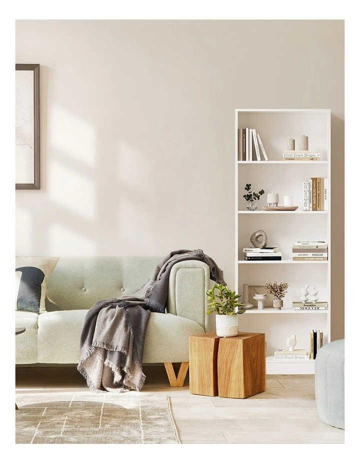 Oikiture Bookshelf Bookcase Display shelves 5-Tier Storage Stand Rack White image 7