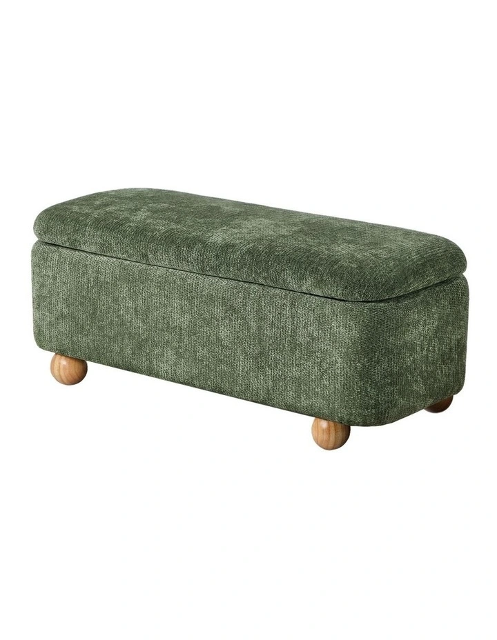 Oikiture Storage Ottoman Blanket Box Couch Bench Chenille Ball Foot Stool image 1