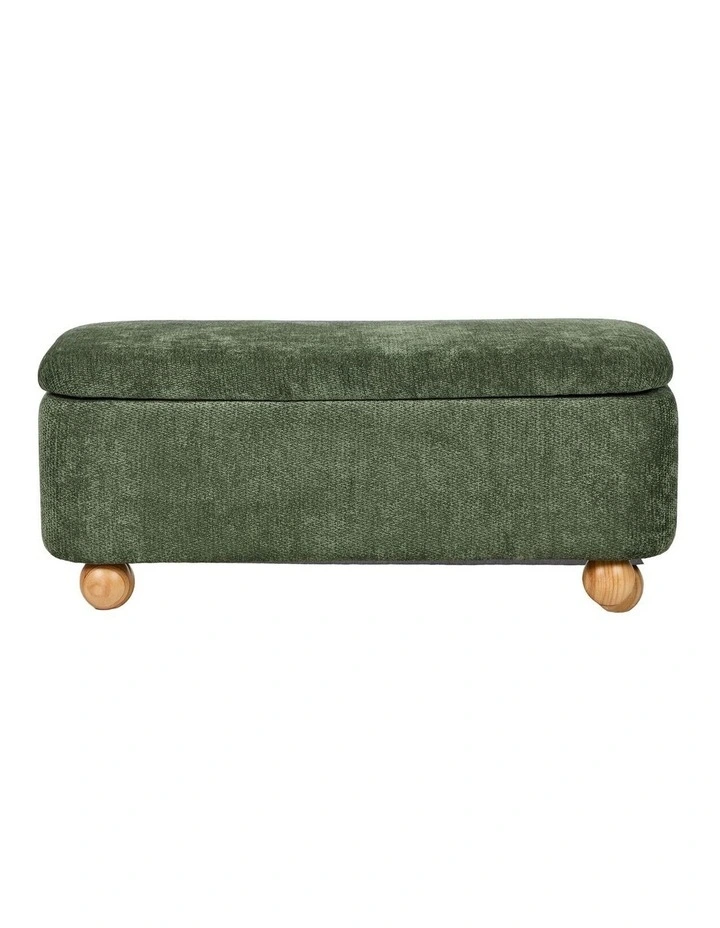 Oikiture Storage Ottoman Blanket Box Couch Bench Chenille Ball Foot Stool image 2
