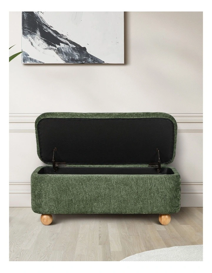 Oikiture Storage Ottoman Blanket Box Couch Bench Chenille Ball Foot Stool image 7