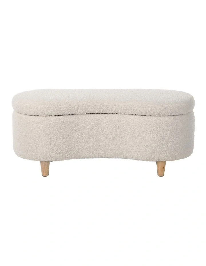 Oikiture Storage Ottoman Cashew Foot Stool Teddy Boucle Chest Bench Blanket Box image 2