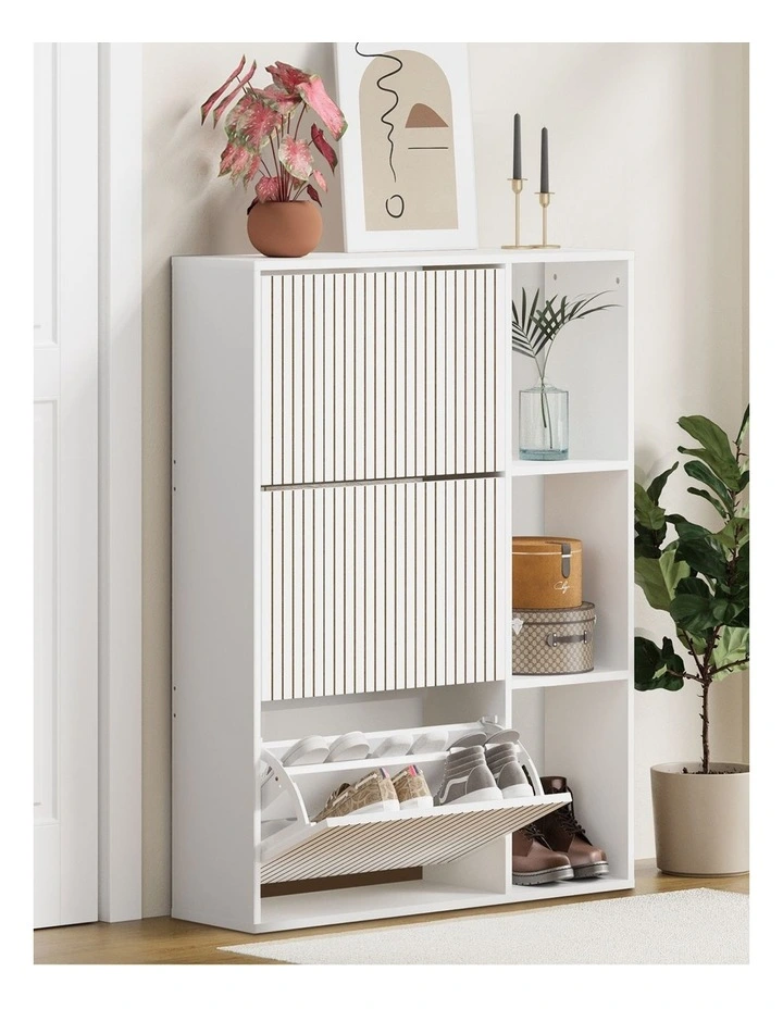 Oikiture Shoe Rack Storage Cabinet with Display Shelves Organiser White image 6