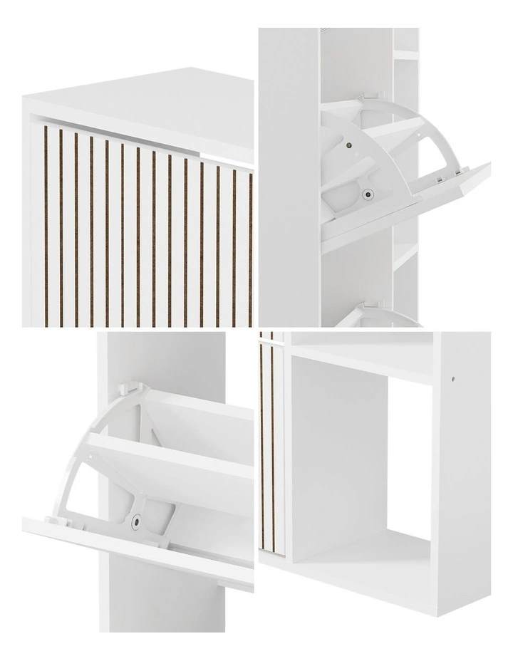 Oikiture Shoe Rack Storage Cabinet with Display Shelves Organiser White image 7