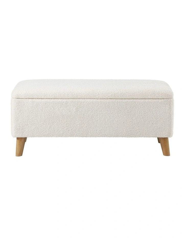 Oikiture Storage Ottoman Blanket Box Chest Toy Foot Stool Sherpa White image 2