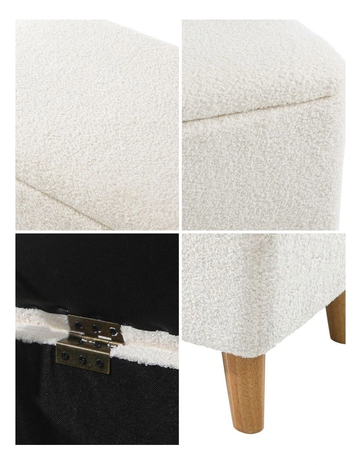 Oikiture Storage Ottoman Blanket Box Chest Toy Foot Stool Sherpa White image 6