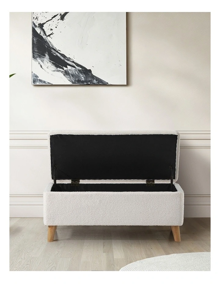 Oikiture Storage Ottoman Blanket Box Chest Toy Foot Stool Sherpa White image 7