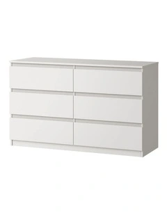 Oikiture 6 Chest of Drawers Lowboy Storage Cabinet Dresser Table Bedroom White