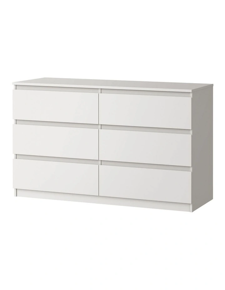 Oikiture 6 Chest of Drawers Lowboy Storage Cabinet Dresser Table Bedroom White image 1