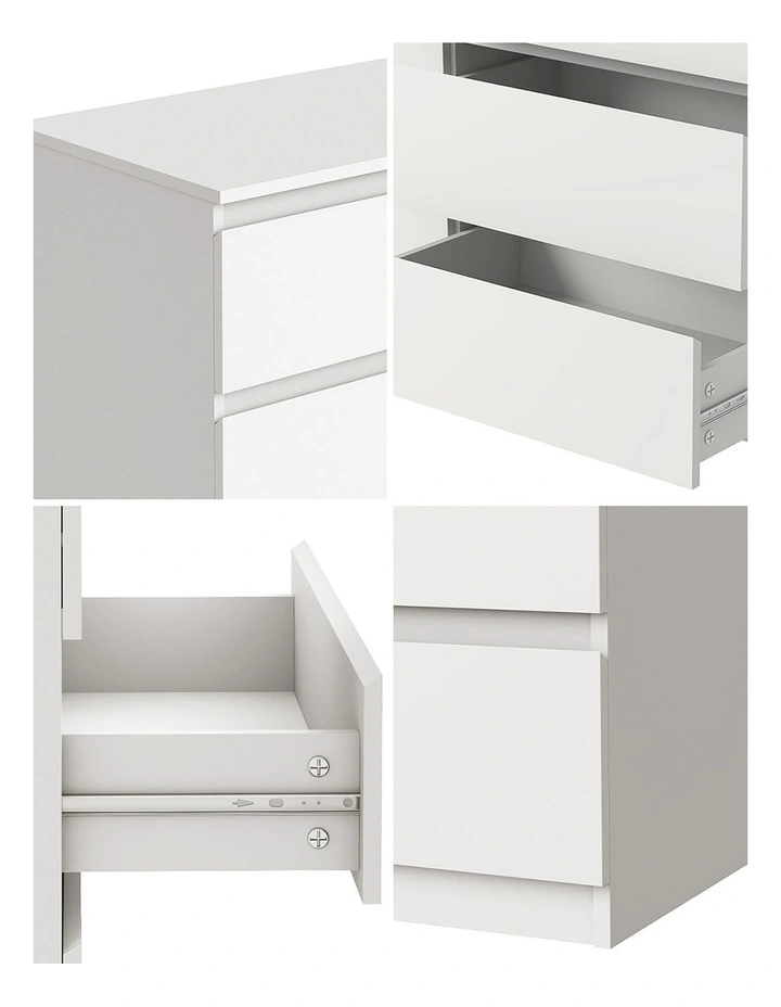 Oikiture 6 Chest of Drawers Lowboy Storage Cabinet Dresser Table Bedroom White image 6