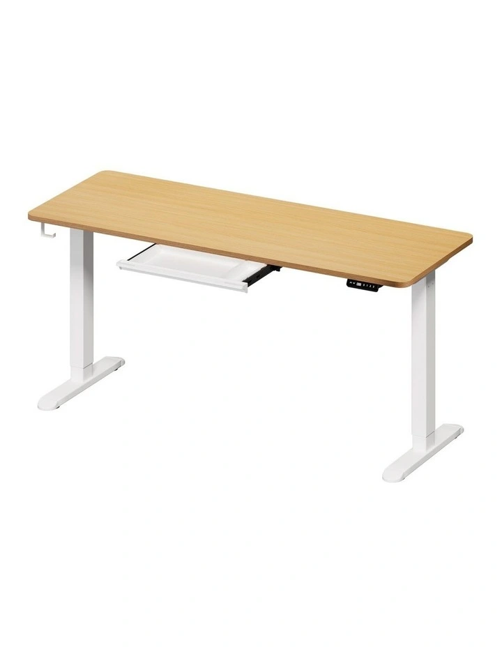 Standing Desk With Drawer Motorized Adjustable Office Table 160cm in White image 1