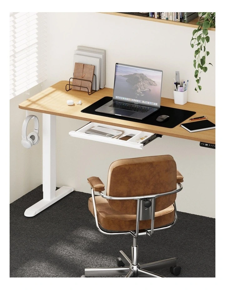 Standing Desk With Drawer Motorized Adjustable Office Table 160cm in White image 4