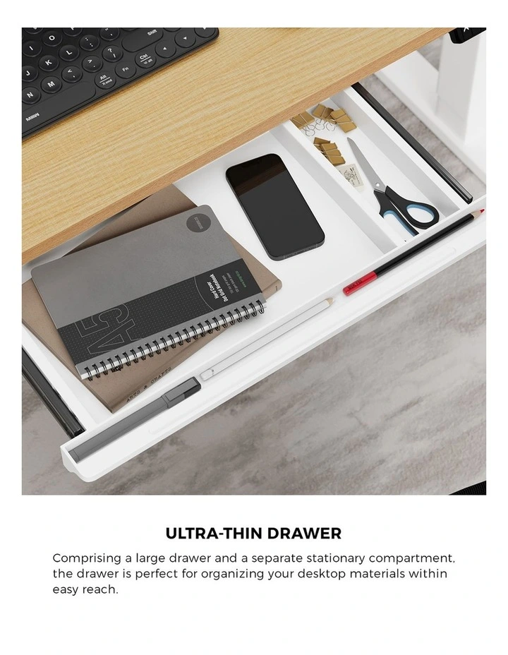 Standing Desk With Drawer Motorized Adjustable Office Table 160cm in White image 5