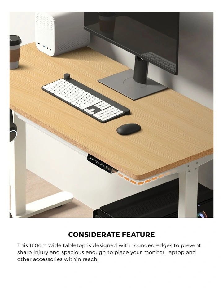 Standing Desk With Drawer Motorized Adjustable Office Table 160cm in White image 6