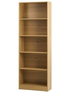 Oikiture Bookshelf Bookcase Display shelves 5-Tier Storage Stand Rack Natural