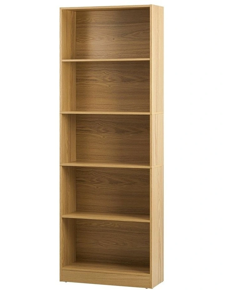 Oikiture Bookshelf Bookcase Display shelves 5-Tier Storage Stand Rack Natural image 1