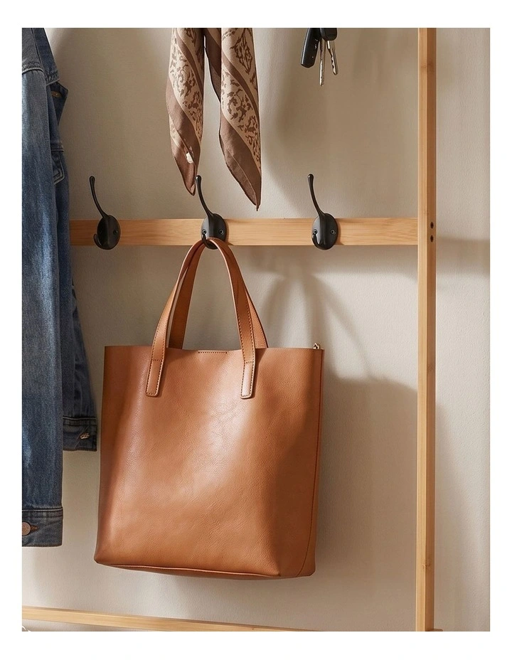 Milano Decor Bamboo Shoe Rack with Coat Hooks, 4 Tiers, Slim Hallway Storage image 5