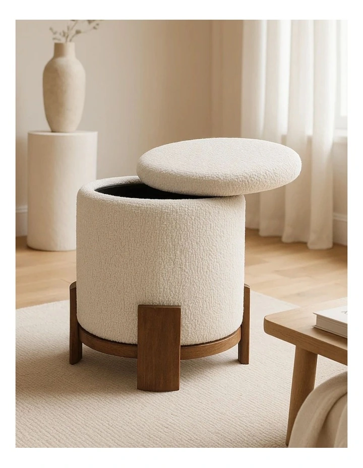 Barrel Storage Pouf in Brown image 2