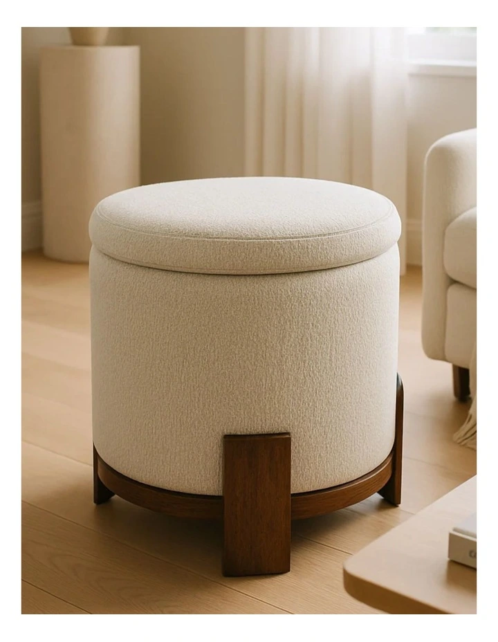 Barrel Storage Pouf in Brown image 3