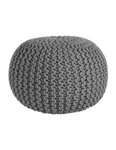 Braided Ottoman Pouffe in Grey