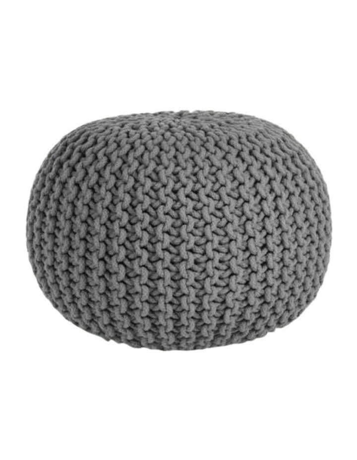 Braided Ottoman Pouffe in Grey image 1