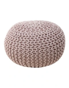 Braided Ottoman Pouffe in Blush Pink