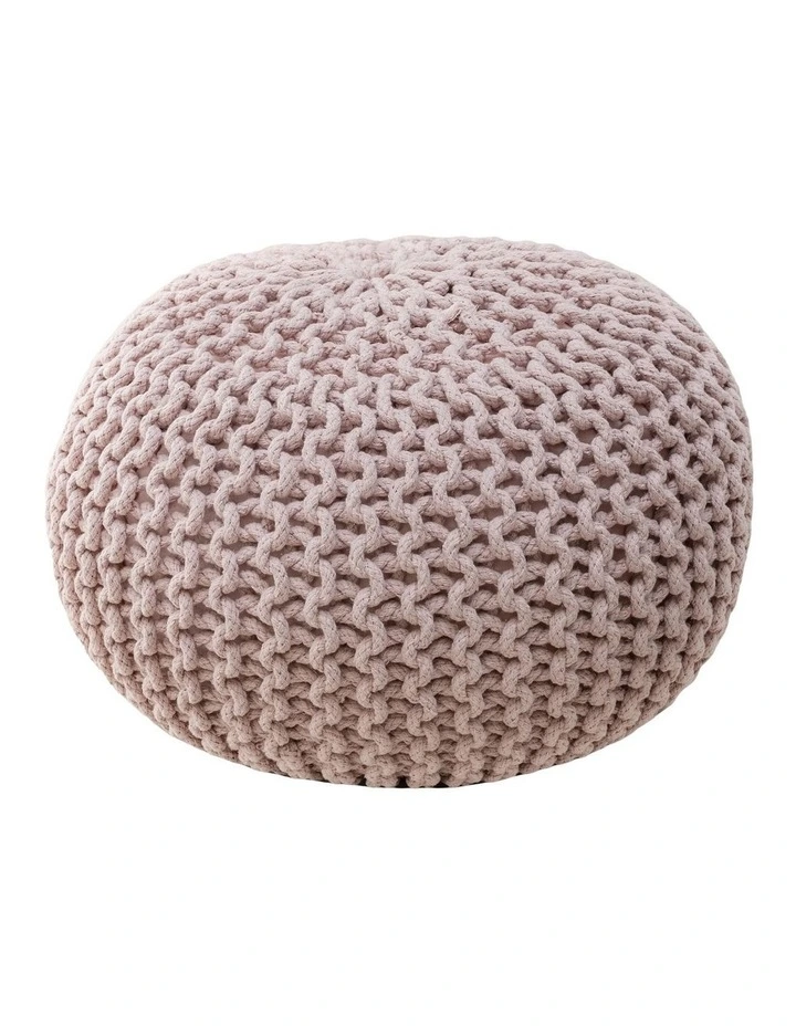 Braided Ottoman Pouffe in Blush Pink image 1