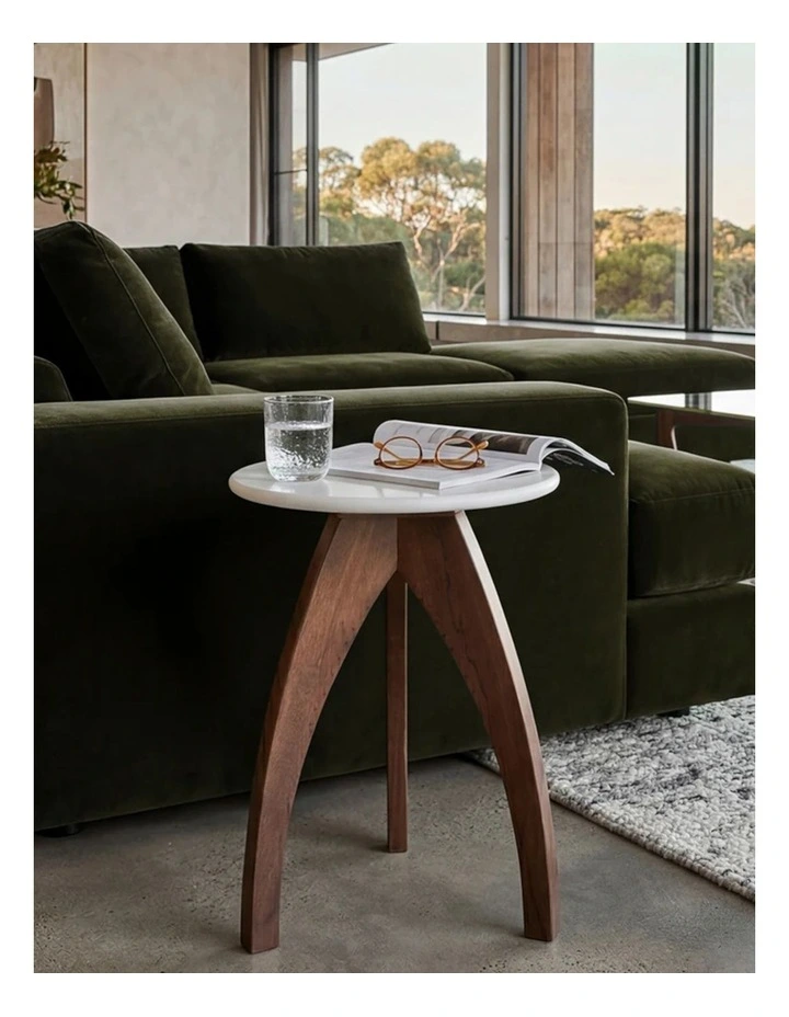 Tulip Banswara Marble & Mango Wood Side Table in Brown image 2
