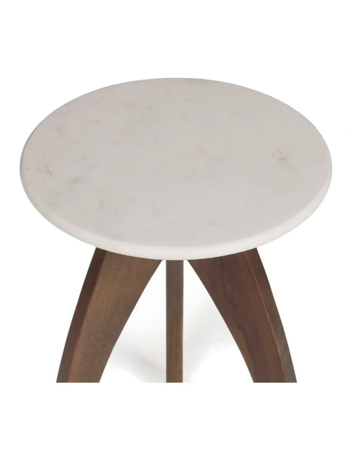 Tulip Banswara Marble & Mango Wood Side Table in Brown image 5