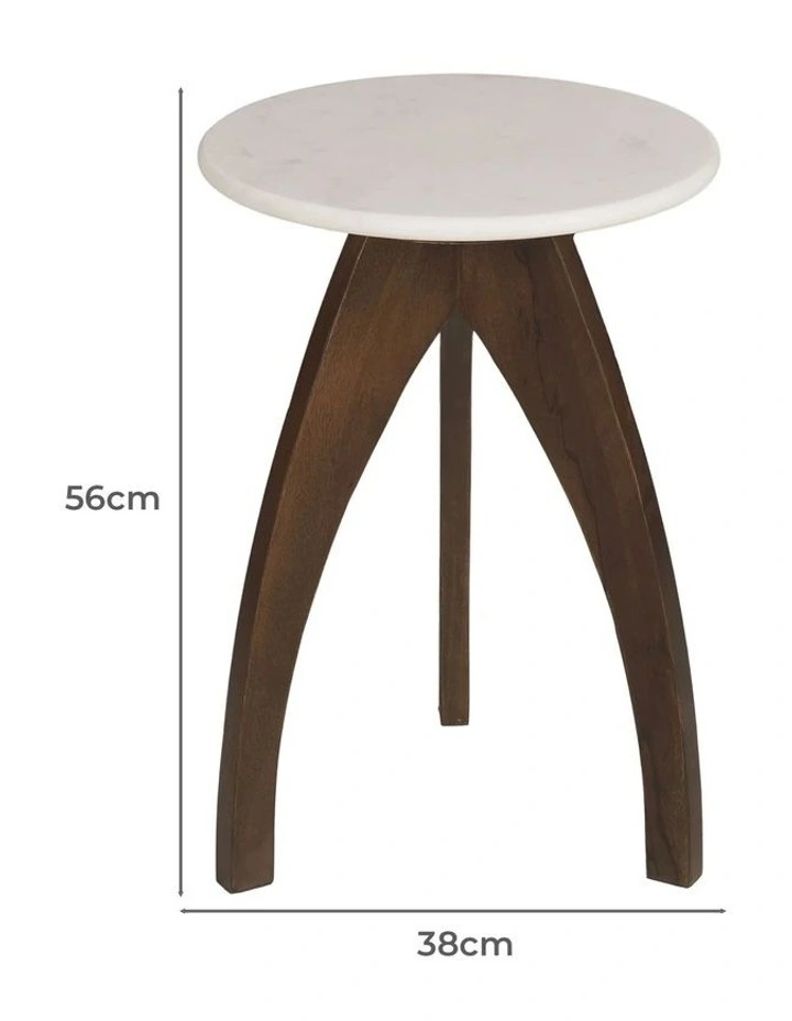 Tulip Banswara Marble & Mango Wood Side Table in Brown image 7