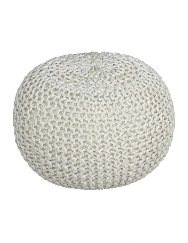 Braided Ottoman Pouffe in Ivory image 1