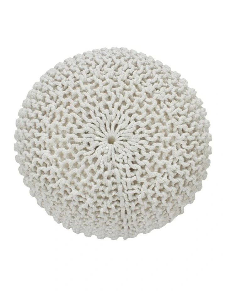 Braided Ottoman Pouffe in Ivory image 2