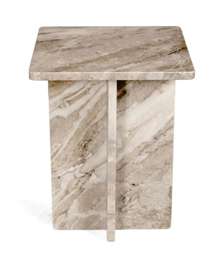 Celo Torrento Marble Side Table in Brown image 1